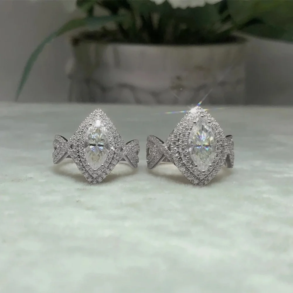 New 925 Silver Marquise Cut Style Diamond Ring - Picture 4 of 4